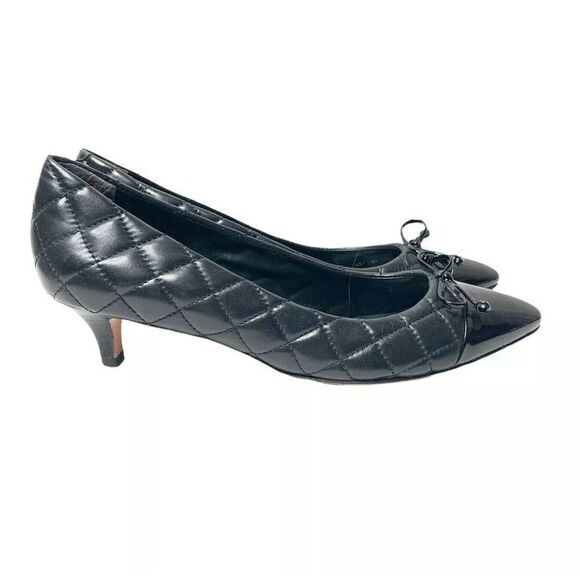 FS/NY Women's Black Quilted Kitten Heels size 9.5 M - Picture 2 of 9